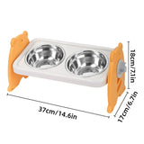 Double Pet Feeding Bowls Stainless Steel Non Slip Cat Dog Water Bowl Food Dish - Orange