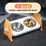 Double Pet Feeding Bowls Stainless Steel Non Slip Cat Dog Water Bowl Food Dish - Orange