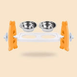 Double Pet Feeding Bowls Stainless Steel Non Slip Cat Dog Water Bowl Food Dish - Pink