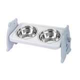 Double Pet Feeding Bowls Stainless Steel Non Slip Cat Dog Water Bowl Food Dish - Pink