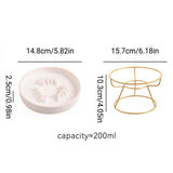 Ceramic Cat Bowl Slow Feeder Pet Food Tray for Cats and Dogs Non Slip Design - Yellow Bowl-White Tray Rack