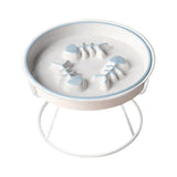 Ceramic Cat Bowl Slow Feeder Pet Food Tray for Cats and Dogs Non Slip Design - Yellow Bowl-White Tray Rack