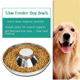 2pcs Stainless Steel Dog Cat Slow Feeder Pet Food Bowl Non-Slip Stop Eating Dish