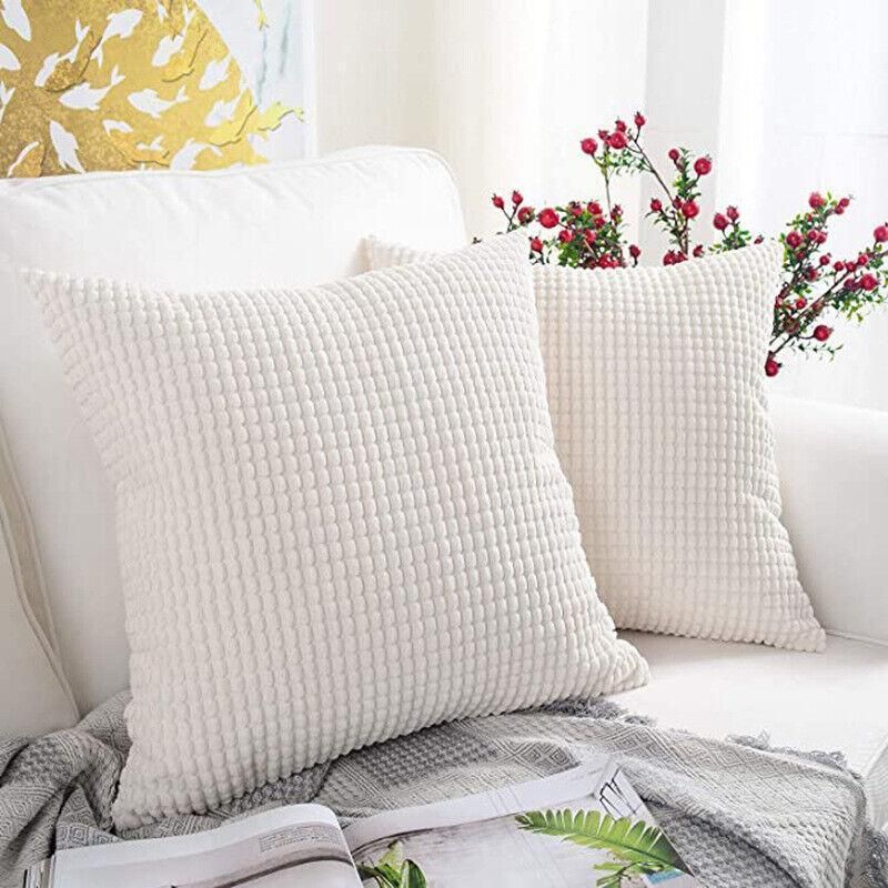45X45 Plain Solid Colour Cushion Cover Decorative Pillow Case Home Multicoloured - Black