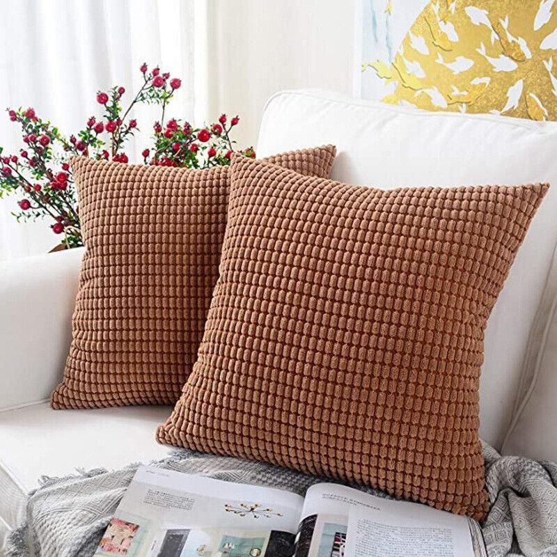 45X45 Plain Solid Colour Cushion Cover Decorative Pillow Case Home Multicoloured - Brown