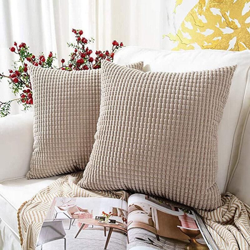 45X45 Plain Solid Colour Cushion Cover Decorative Pillow Case Home Multicoloured - Light Grey