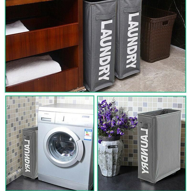 Large Foldable Laundry Washing Clothes Storage Bag Hamper Basket Bin Organiser - Purple