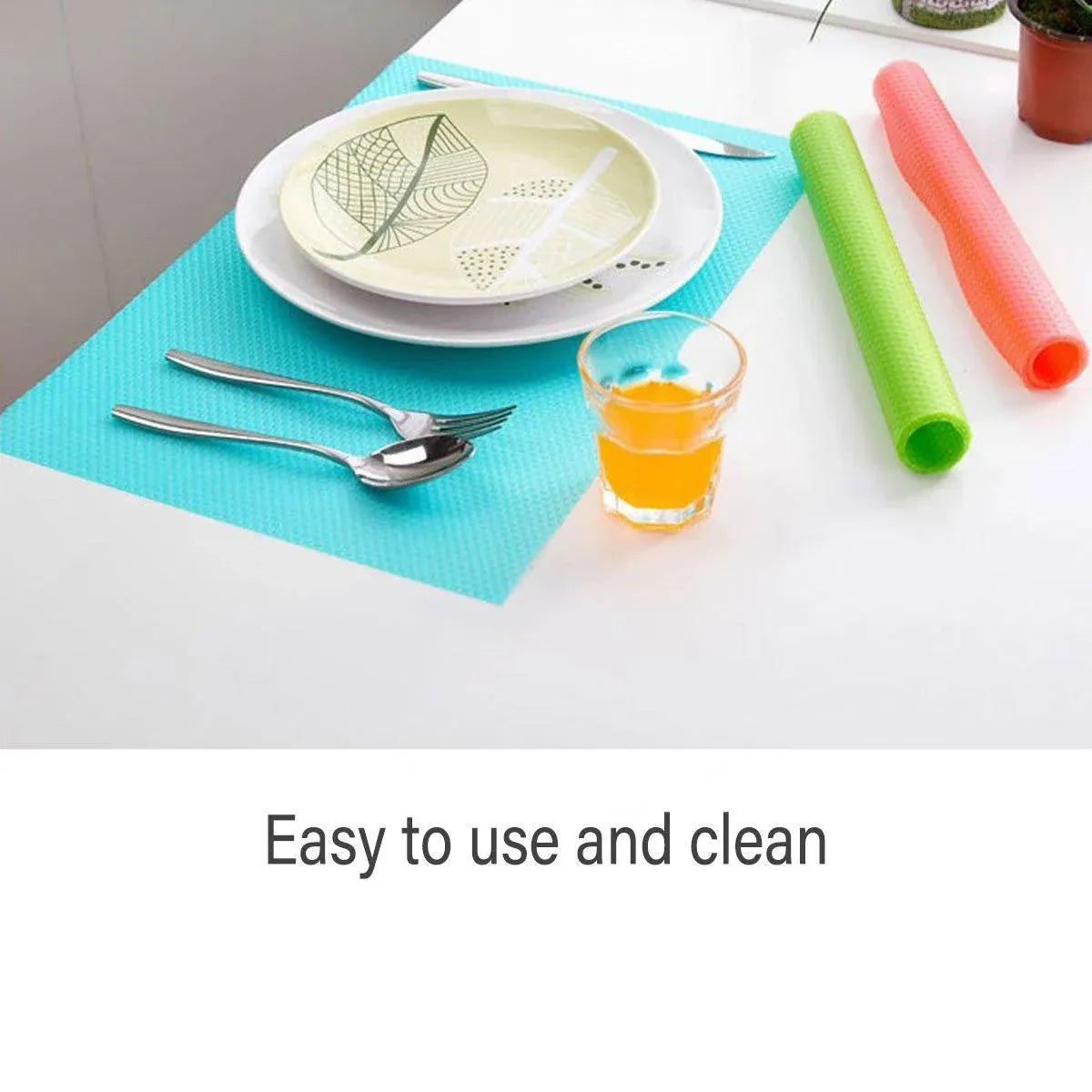 4PCS Cuttable Kitchen Anti-slip Mat Anti-fouling Refrigerator Drawer Liner Mat - Blue