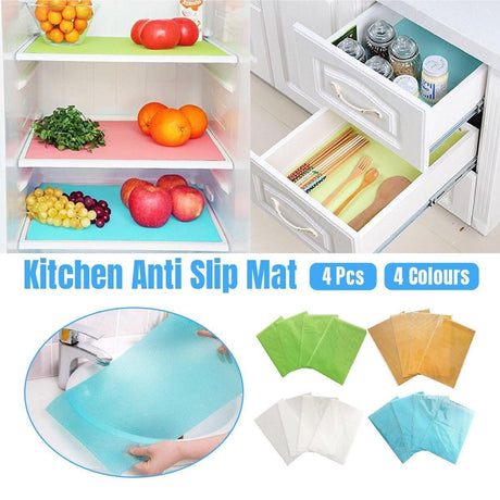 4PCS Cuttable Kitchen Anti-slip Mat Anti-fouling Refrigerator Drawer Liner Mat - Orange