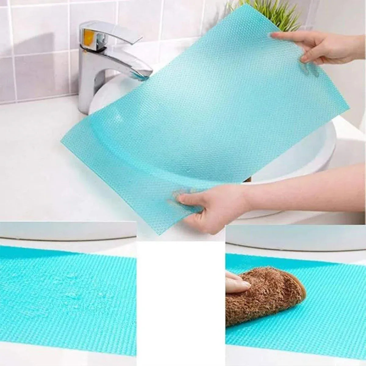 4PCS Cuttable Kitchen Anti-slip Mat Anti-fouling Refrigerator Drawer Liner Mat - White