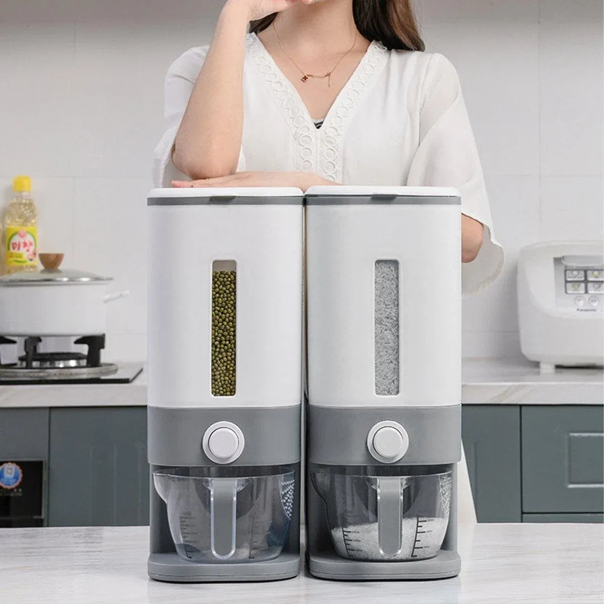 12Kg Automatic Grain Dispenser Cereal Rice Storage Box Kitchen Food Container