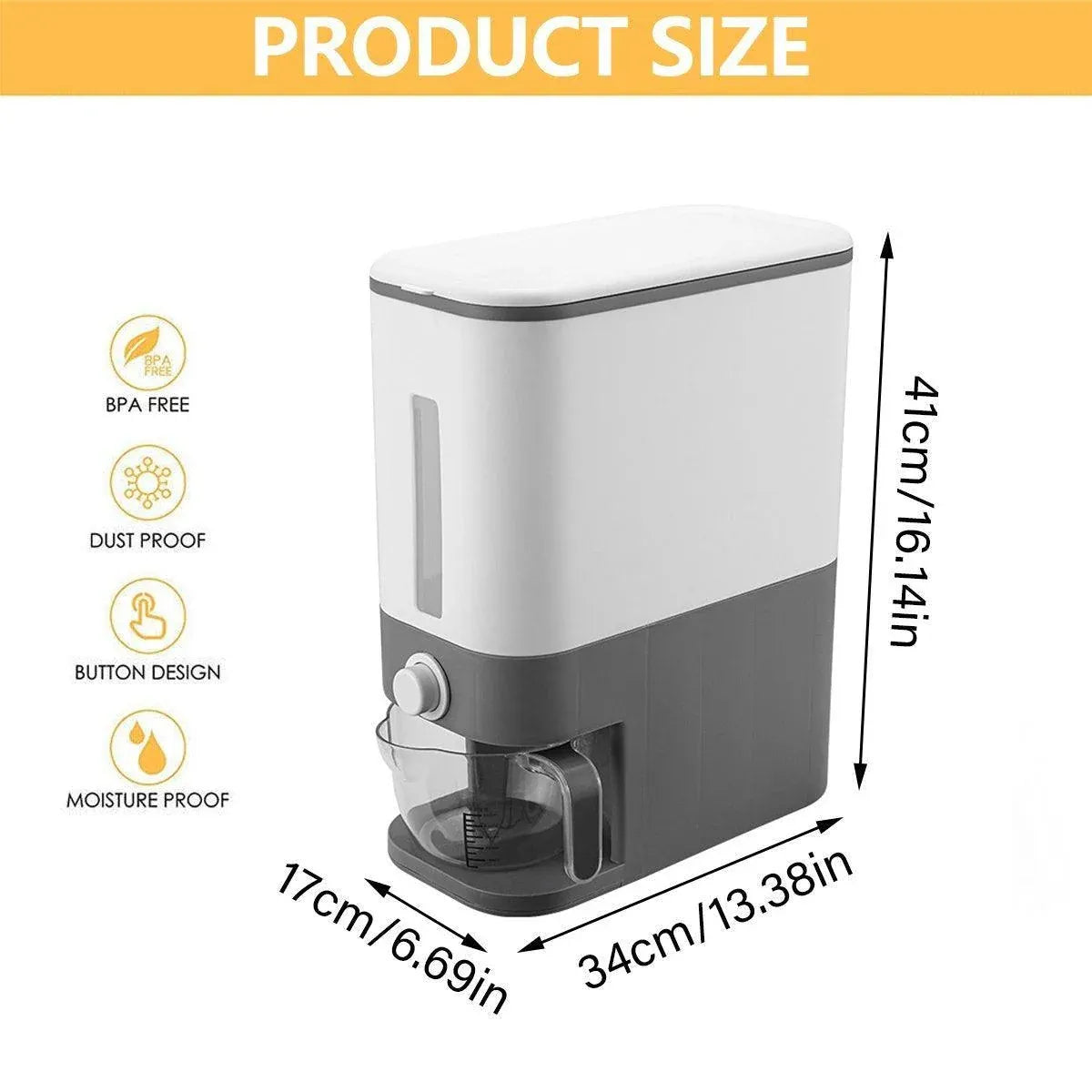 12Kg Automatic Grain Dispenser Cereal Rice Storage Box Kitchen Food Container