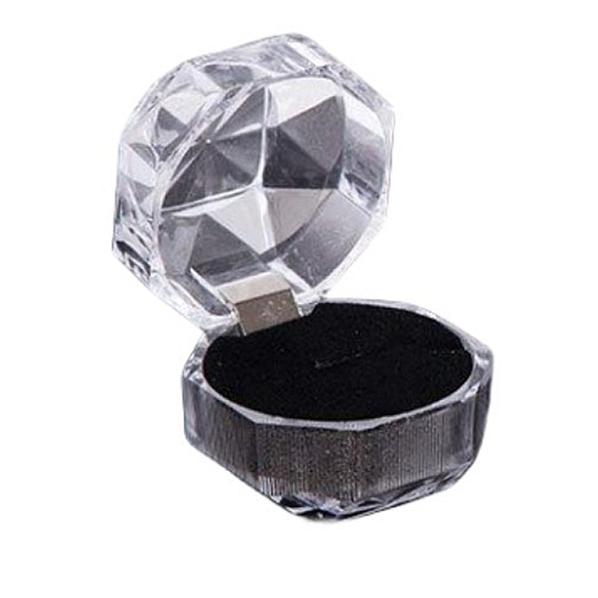 20pcs Acrylic Octagonal Jewelry Ring Earrings Box Transparent Display Cases - White
