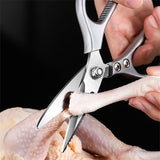 2X Japanese Heavy Duty Stainless Steel Kitchen Scissors Shears Fish Chicken Bone - 2pcs Silver