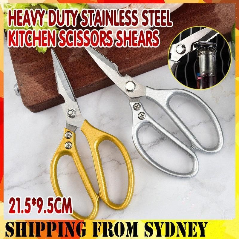 2X Japanese Heavy Duty Stainless Steel Kitchen Scissors Shears Fish Chicken Bone - 2pcs Silver