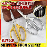 2X Japanese Heavy Duty Stainless Steel Kitchen Scissors Shears Fish Chicken Bone - 2pcs Silver