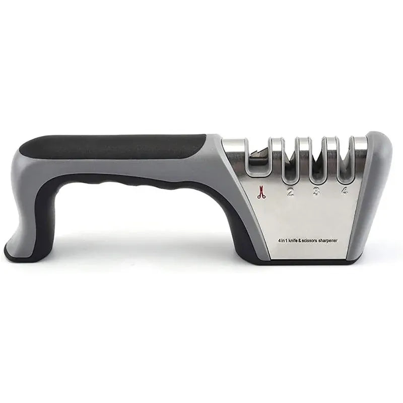 Four Stage Knife Sharpener Multifunction Kitchen Blade Sharpening Tool Quick Use - Black
