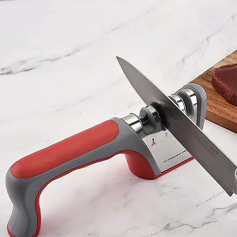 Four Stage Knife Sharpener Multifunction Kitchen Blade Sharpening Tool Quick Use - Black