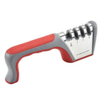 Four Stage Knife Sharpener Multifunction Kitchen Blade Sharpening Tool Quick Use - Red