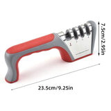 Four Stage Knife Sharpener Multifunction Kitchen Blade Sharpening Tool Quick Use - Red