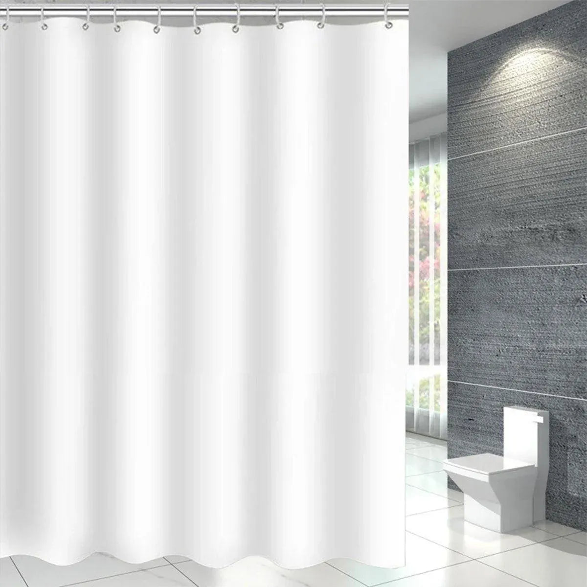 Solid Color Waterproof Shower Curtain Bathroom Decor Resistant Fabric Liner - Blue