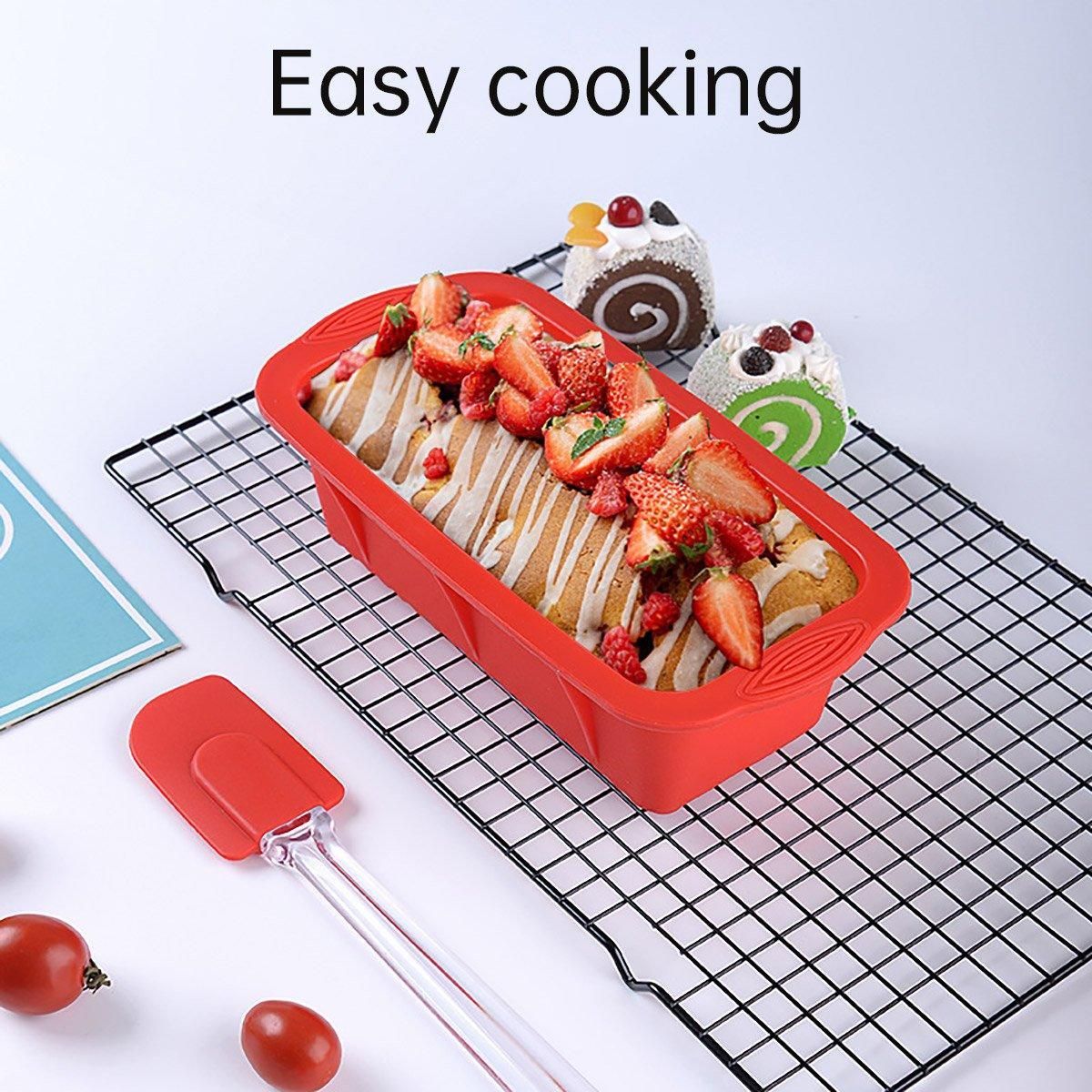 High Temperature Resistant Rectangular Silicone Cake Mold Baking Pan for Kitchen - Blue