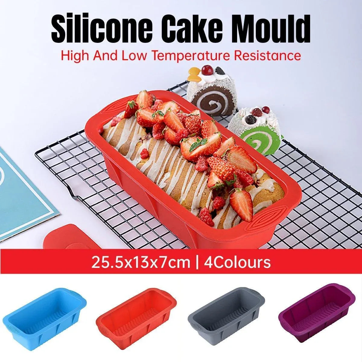 High Temperature Resistant Rectangular Silicone Cake Mold Baking Pan for Kitchen - Purple
