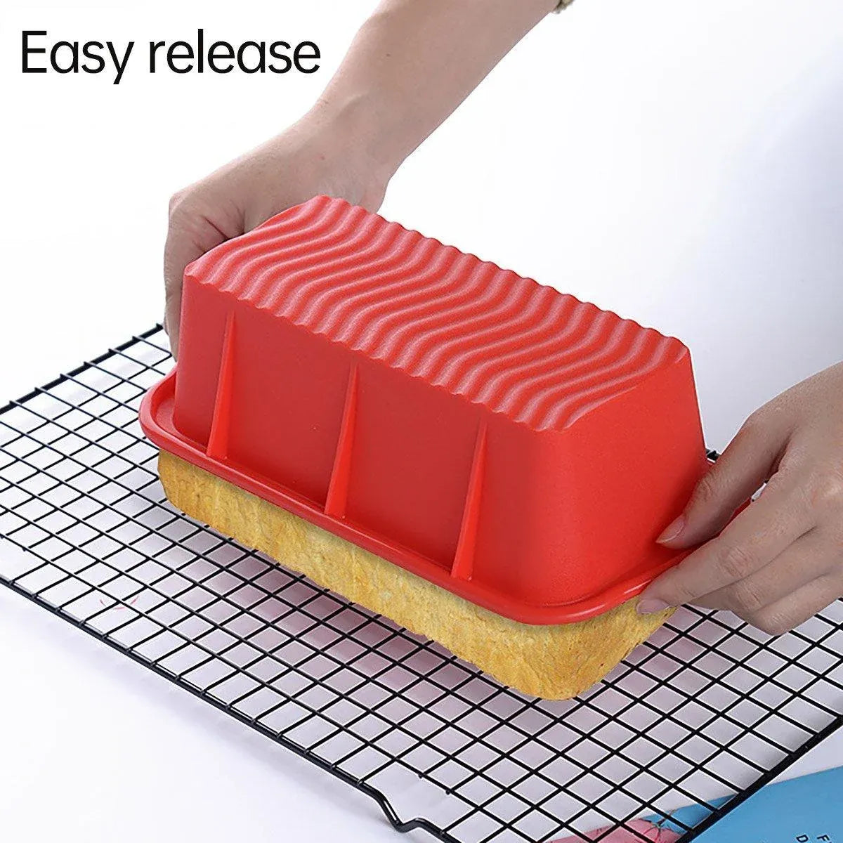 High Temperature Resistant Rectangular Silicone Cake Mold Baking Pan for Kitchen - Red