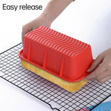 High Temperature Resistant Rectangular Silicone Cake Mold Baking Pan for Kitchen - Red