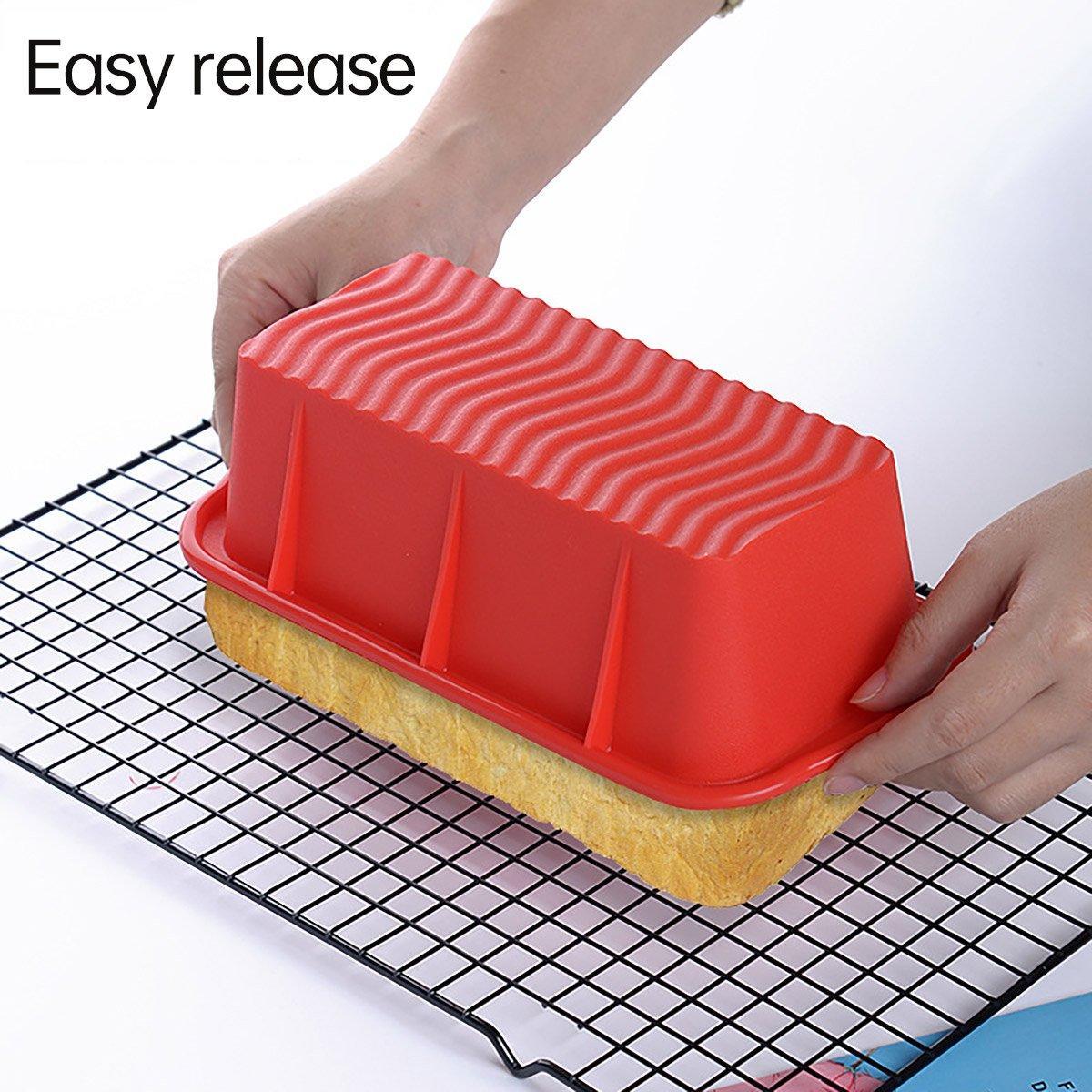 High Temperature Resistant Rectangular Silicone Cake Mold Baking Pan for Kitchen - Red