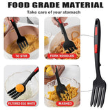 2PCS Silicone Heat Resistant Flexible Cooking Forks Dishwasher Safe Kitchen - Red-Black