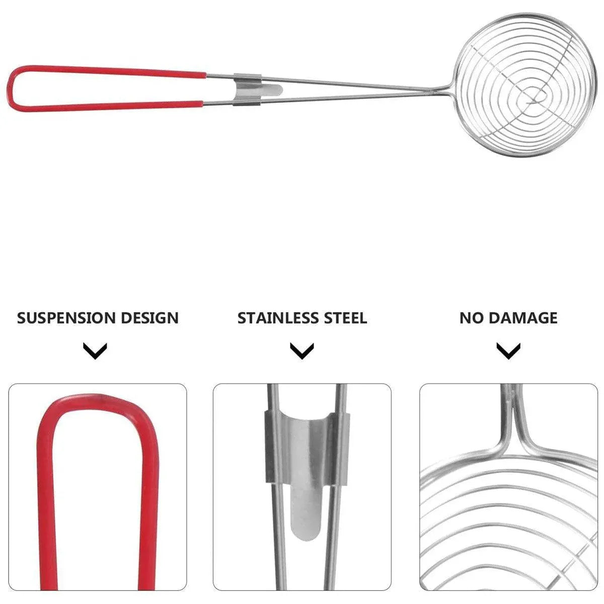 3X Stainless Steel Slotted Filter Spoon MilkTea Kitchen Tool OilSkimmer Strainer