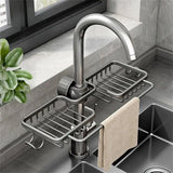 Multifunctional Faucet Shelf Kitchen Storage Sink Draining Basket Household Rack - Grey