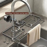 Multifunctional Faucet Shelf Kitchen Storage Sink Draining Basket Household Rack - Silver
