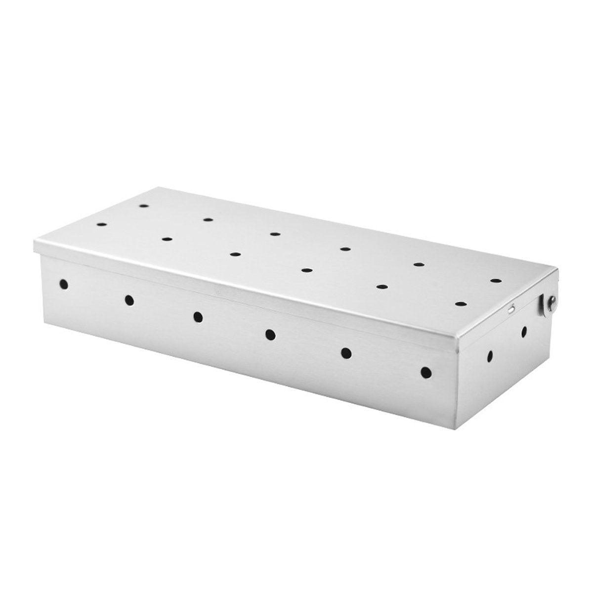 Stainless Steel Smoke Box Barbecue BBQ Smoking Wood Chip Smoker Grill Tool Box