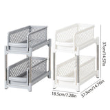 Bathroom Kitchen Sink Storage Rack Drawer Plastic Shelf Seasoning Holder - White