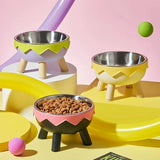 Eggshell Tall Pet Bowl Cat Dog Food Bowl Anti Slip Durable Raised Feeding Bowl - Green