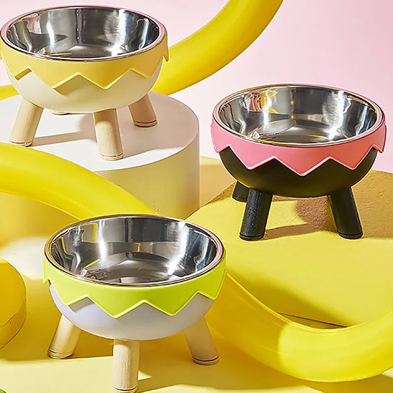 Eggshell Tall Pet Bowl Cat Dog Food Bowl Anti Slip Durable Raised Feeding Bowl - Green