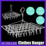 30/40/55 Pegs Stainless Steel Laundry Sock Underwear Clothes Dryer Rack Hanger - 40Pegs