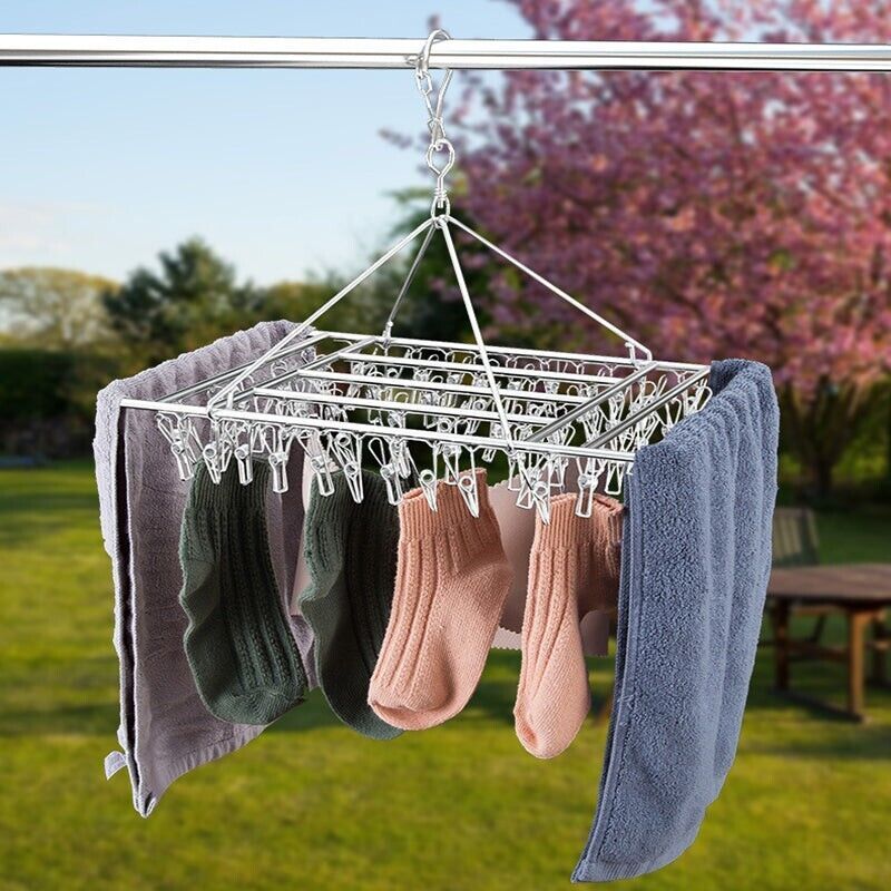 30/40/55 Pegs Stainless Steel Laundry Sock Underwear Clothes Dryer Rack Hanger - 55Pegs