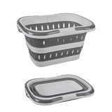 Large Folding Laundry Basket Plastic Dirty Clothes Hamper Blue Bathroom Storage - Grey
