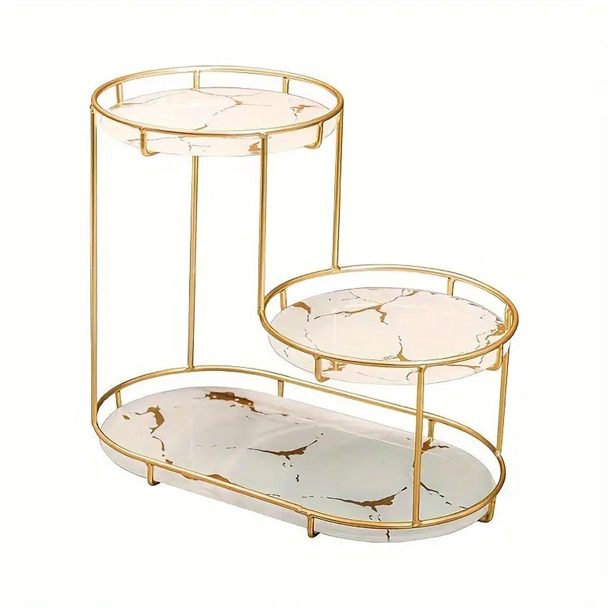 Round Multi-Tier Metal Storage Rack for Bathroom Vanity Kitchen Storage Rack - Black