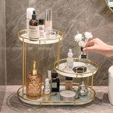 Round Multi-Tier Metal Storage Rack for Bathroom Vanity Kitchen Storage Rack - White