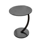 C Shaped Snack Side Table for Sofa Couch Small End Table for Living Room Bedroom - Black-Black