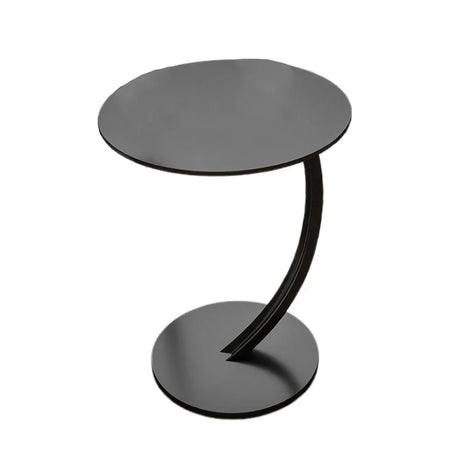 C Shaped Snack Side Table for Sofa Couch Small End Table for Living Room Bedroom - Black-Black