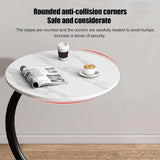C Shaped Snack Side Table for Sofa Couch Small End Table for Living Room Bedroom - Black-White