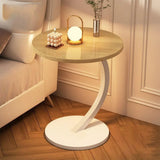 C Shaped Snack Side Table for Sofa Couch Small End Table for Living Room Bedroom - Black-White