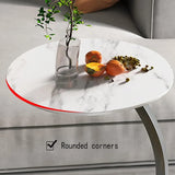 C Shaped Snack Side Table for Sofa Couch Small End Table for Living Room Bedroom - White-Black