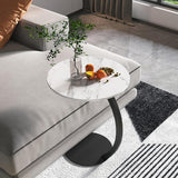 C Shaped Snack Side Table for Sofa Couch Small End Table for Living Room Bedroom - White-White