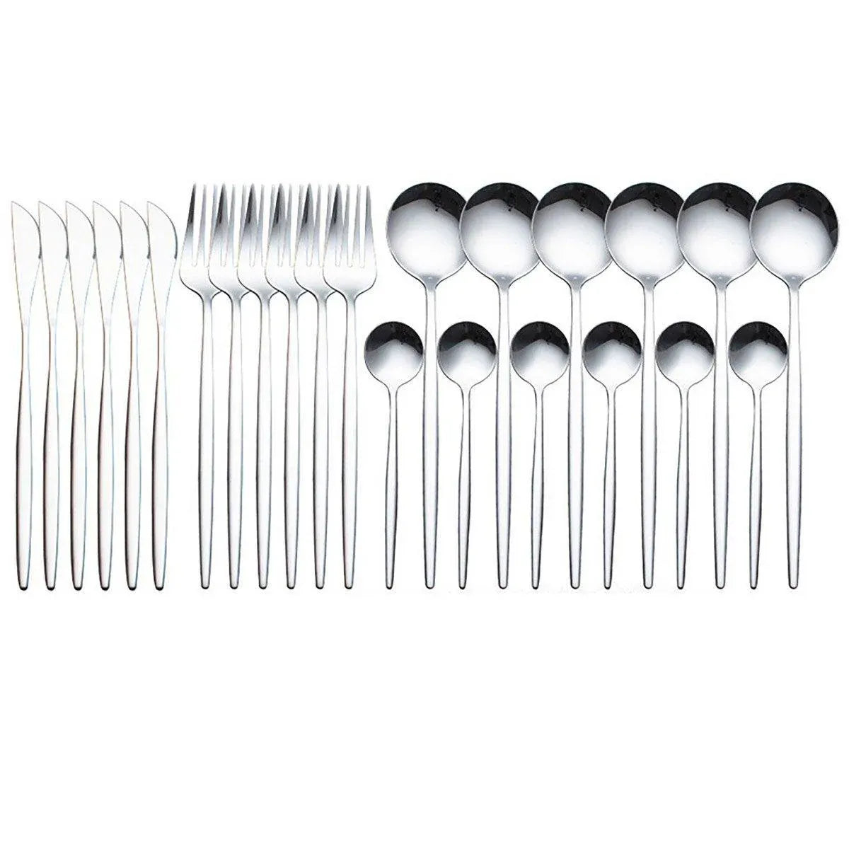 24PCS Stainless Steel Cutlery Set Knife Fork Spoon Set Durable Flatware Dining - Gold gift box set